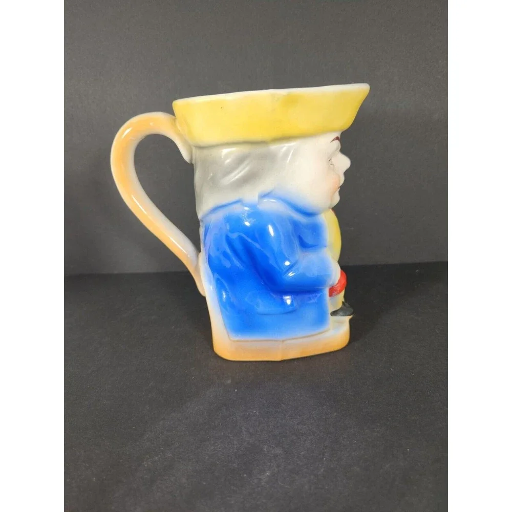 Vintage Czech large Toby Jug Mug Pitcher Good condition Blue‎ Yellow